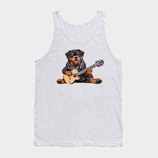 Rottweiler Playing Guitar Tank Top